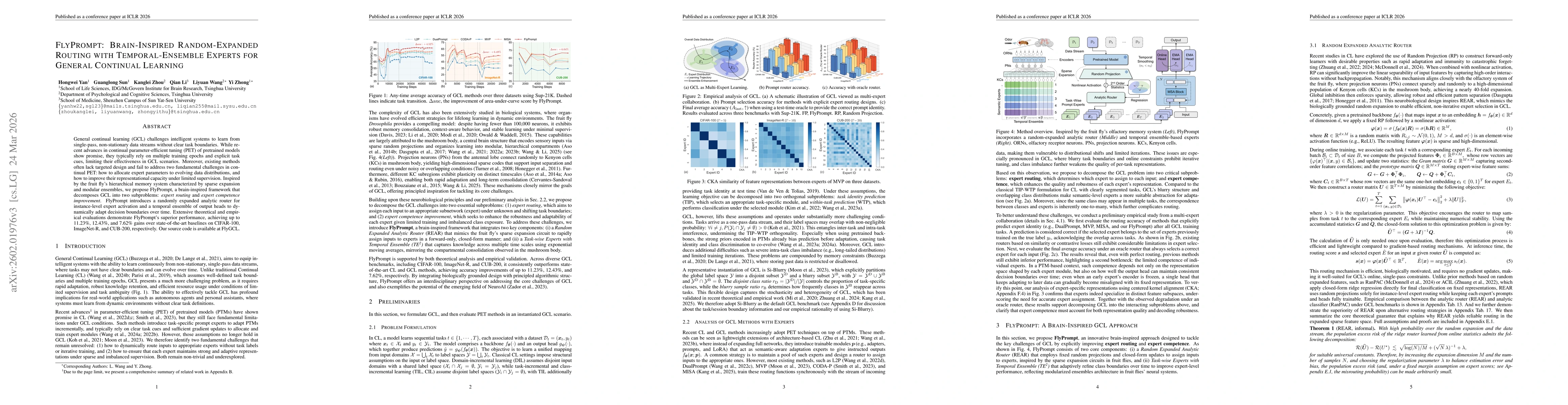 Thumbnail for FlyPrompt: Brain-Inspired Random-Expanded Routing with Temporal-Ensemble Experts for General Continual Learning