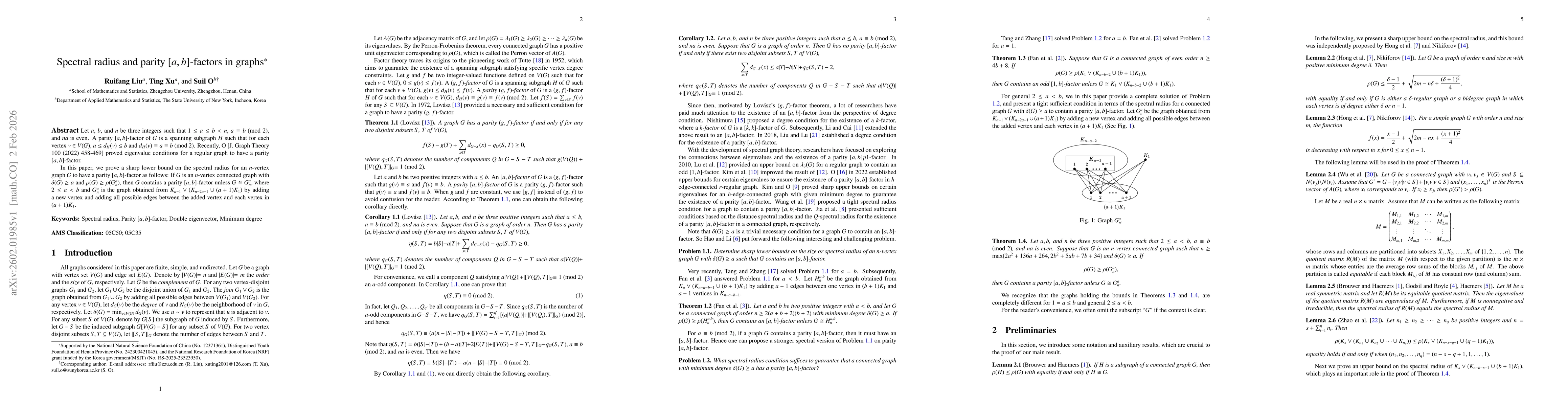 Thumbnail for Spectral radius and parity $[a,b]$-factors in graphs