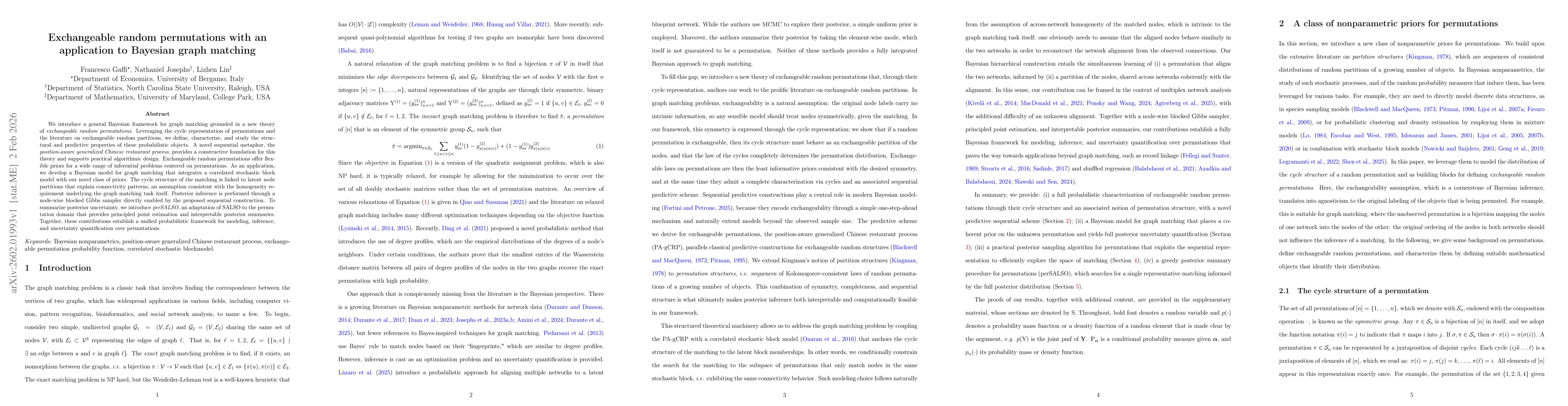 Thumbnail for Exchangeable random permutations with an application to Bayesian graph matching