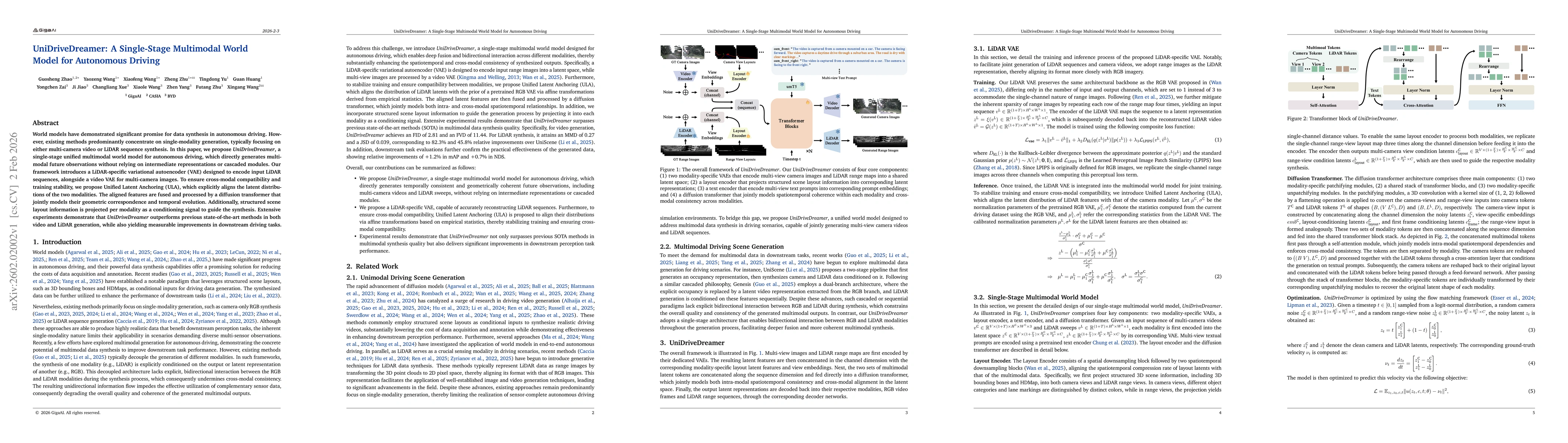 Thumbnail for UniDriveDreamer: A Single-Stage Multimodal World Model for Autonomous Driving