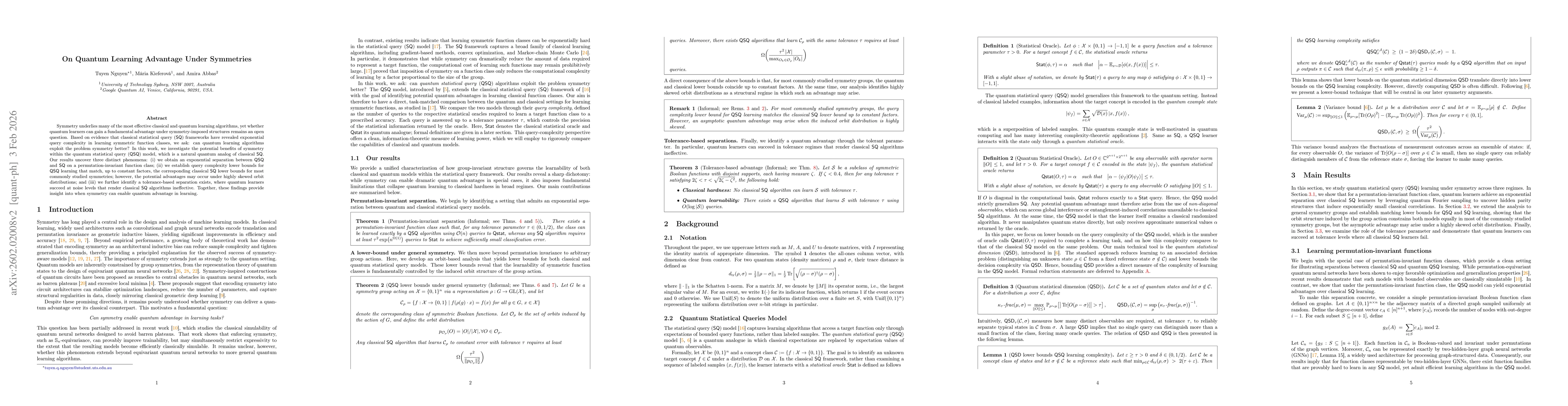 Thumbnail for On Quantum Learning Advantage Under Symmetries