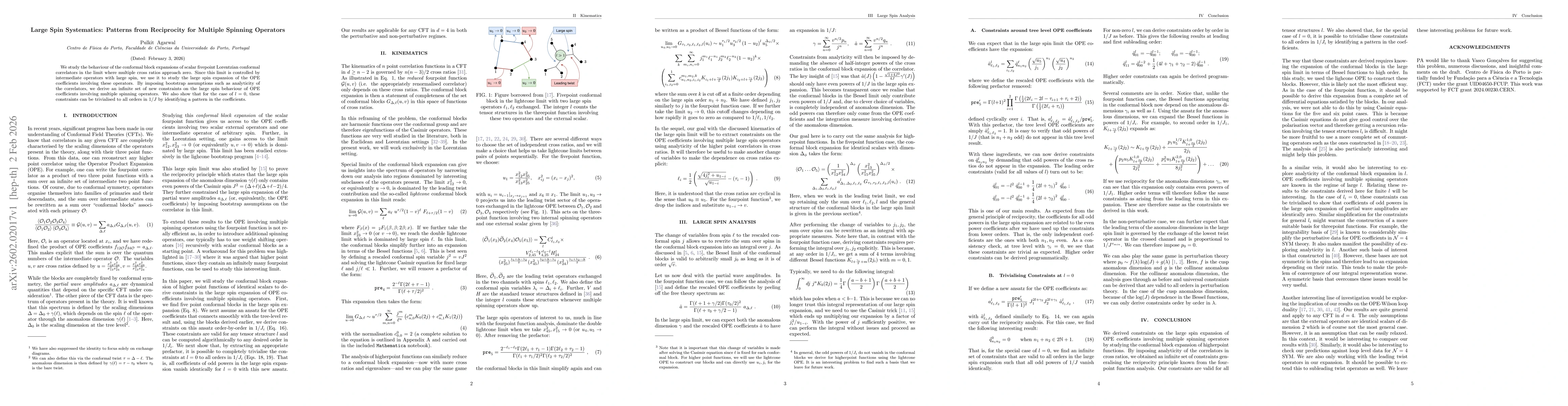 Thumbnail for Large Spin Systematics: Patterns from Reciprocity for Multiple Spinning Operators