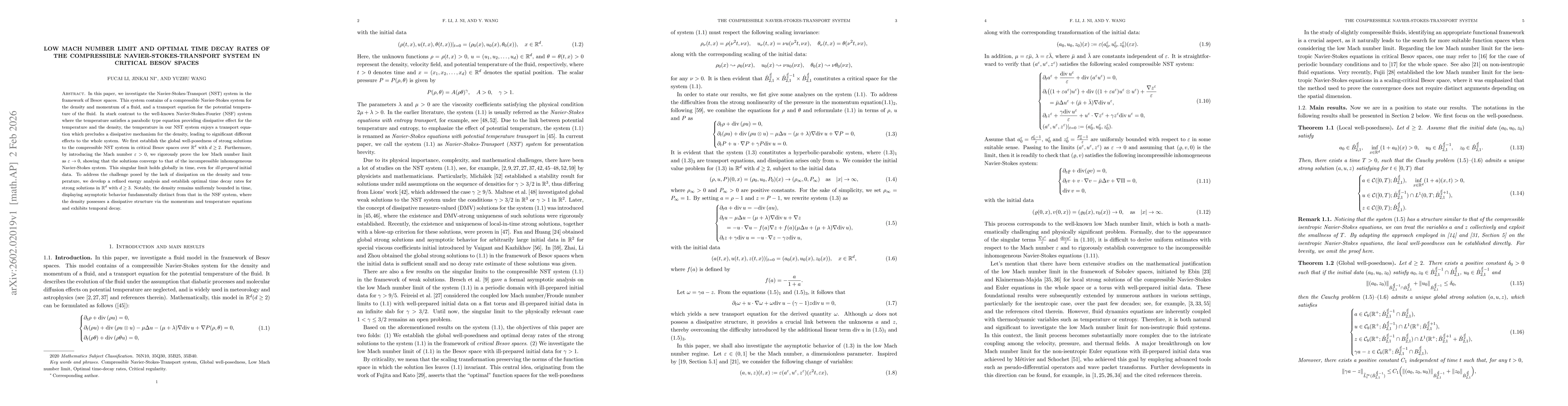 Thumbnail for Low Mach number limit and optimal time decay rates of the compressible Navier-Stokes-transport system in critical Besov spaces