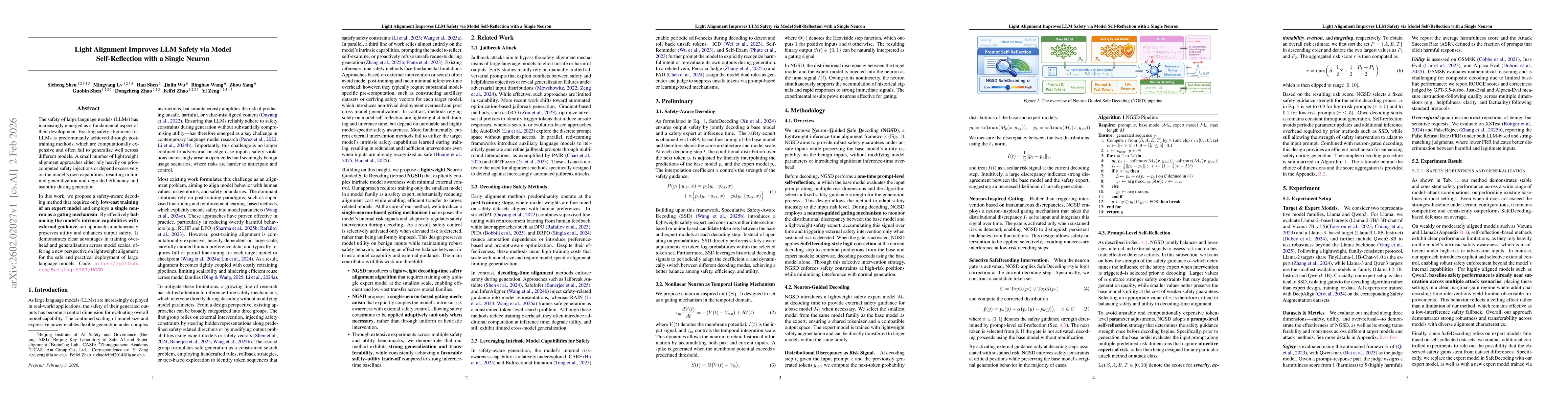 Thumbnail for Light Alignment Improves LLM Safety via Model Self-Reflection with a Single Neuron