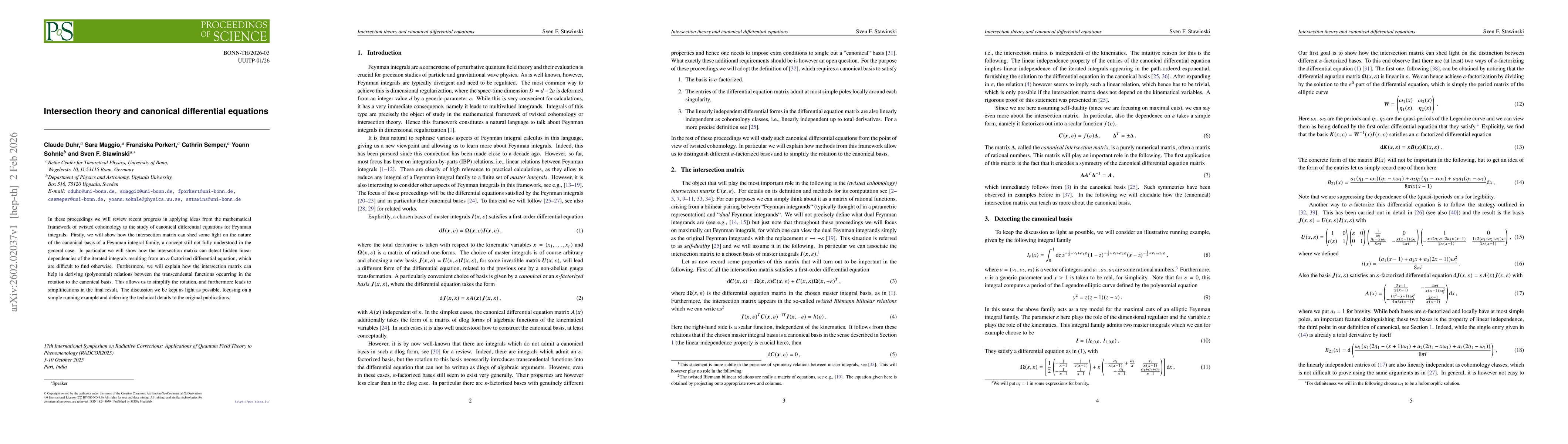 Thumbnail for Intersection theory and canonical differential equations