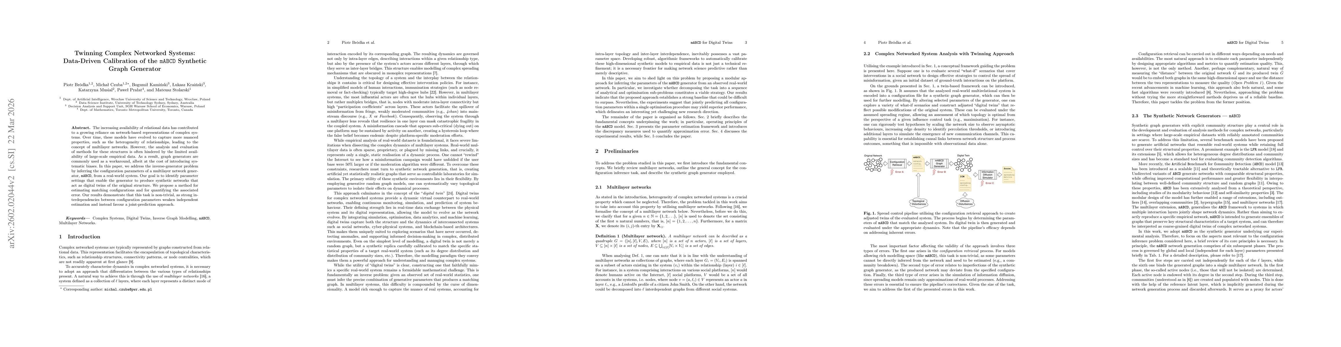Thumbnail for Twinning Complex Networked Systems: Data-Driven Calibration of the mABCD Synthetic Graph Generator