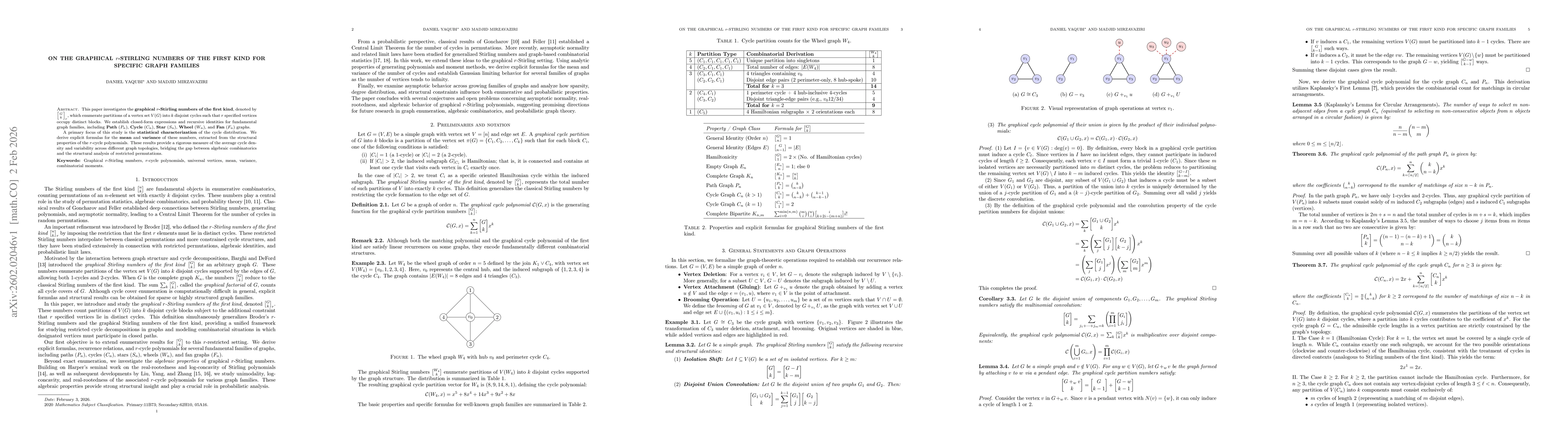 Thumbnail for On the Graphical $r$-Stirling Numbers of the First Kind for Specific Graph Families