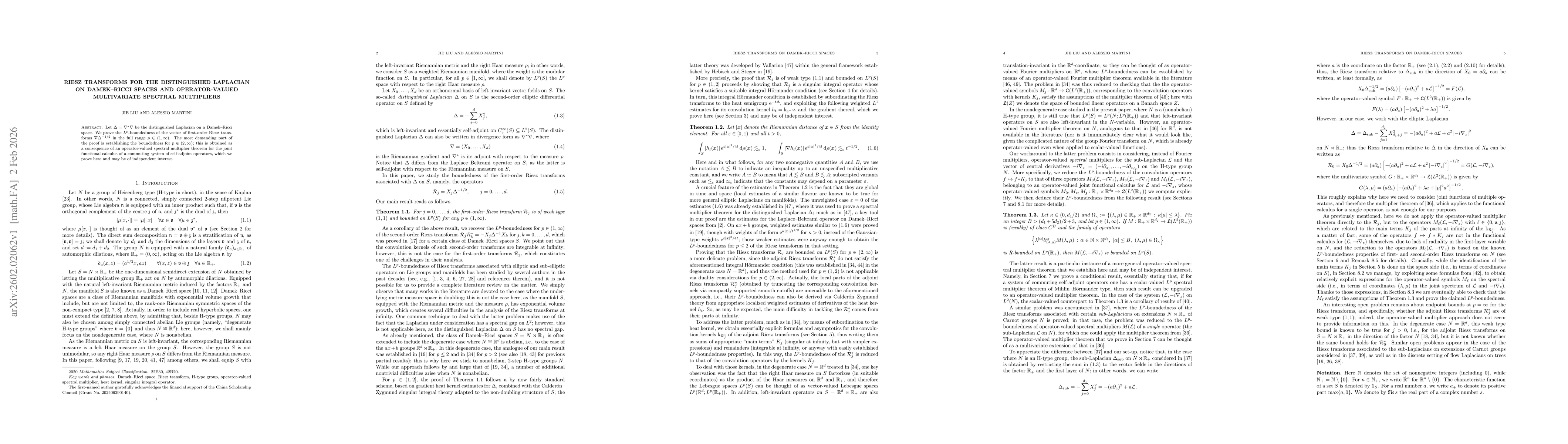Thumbnail for Riesz transforms for the distinguished Laplacian on Damek-Ricci spaces and operator-valued multivariate spectral multipliers