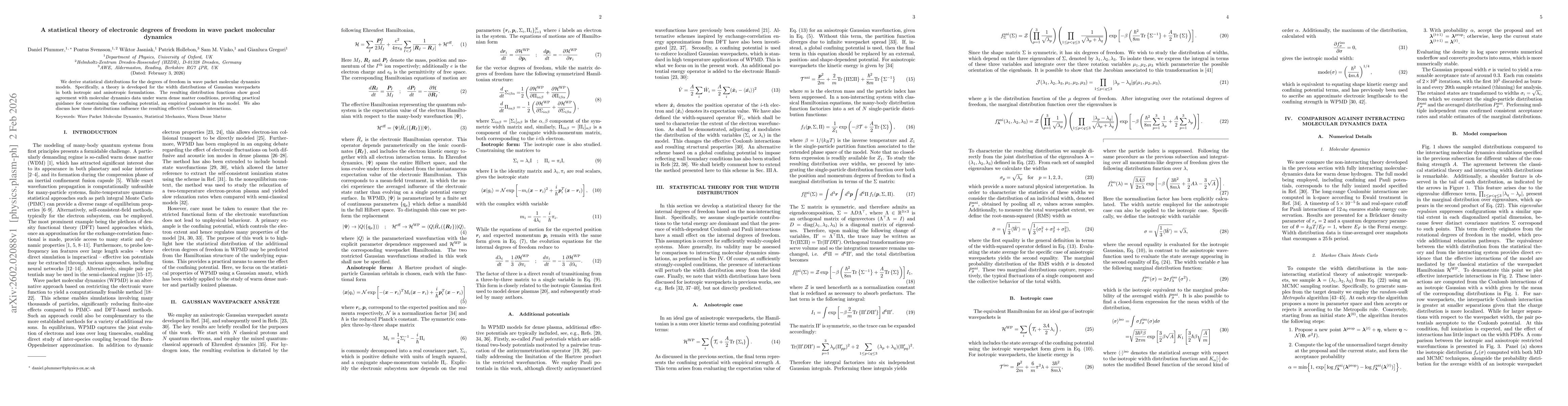 Thumbnail for A statistical theory of electronic degrees of freedom in wave packet molecular dynamics