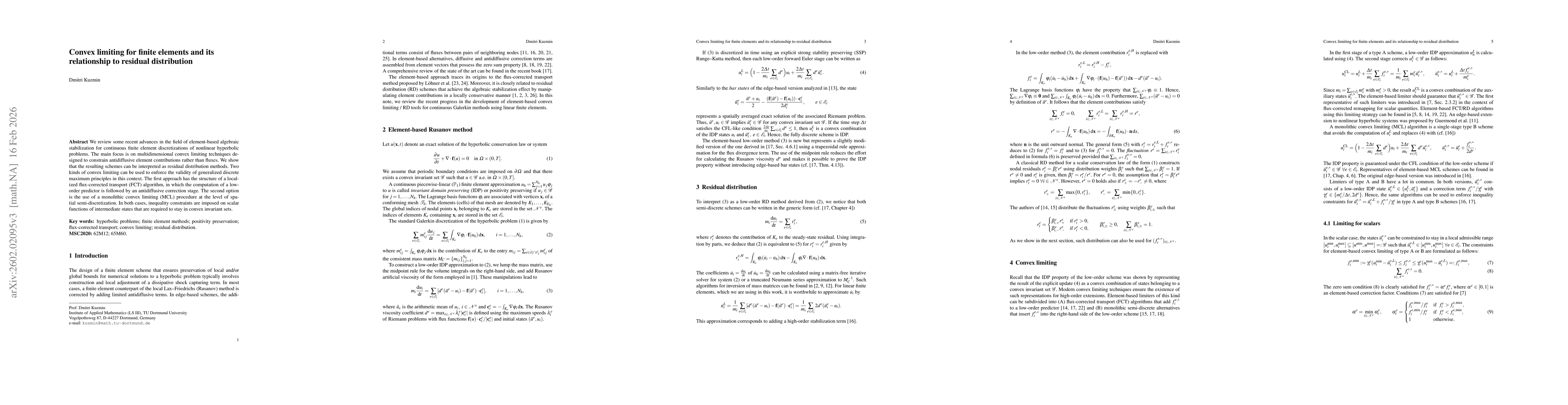Thumbnail for Convex limiting for finite elements and its relationship to residual distribution