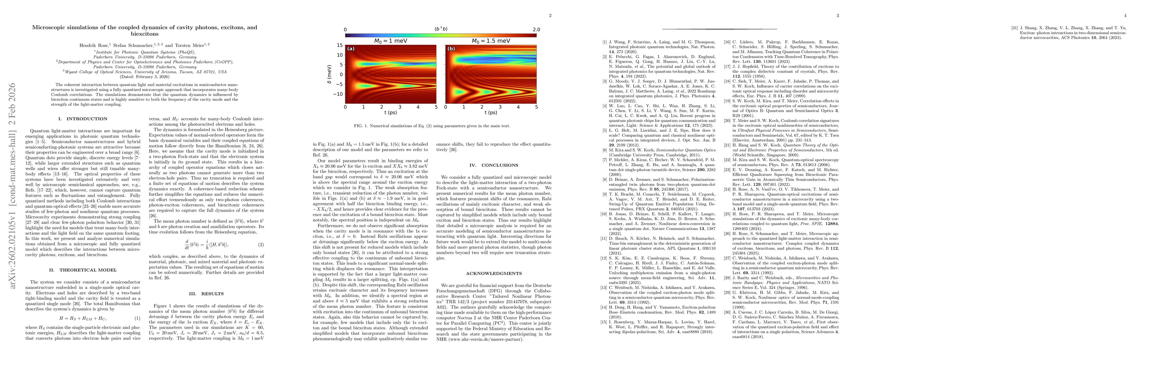 Thumbnail for Microscopic simulations of the coupled dynamics of cavity photons, excitons, and biexcitons