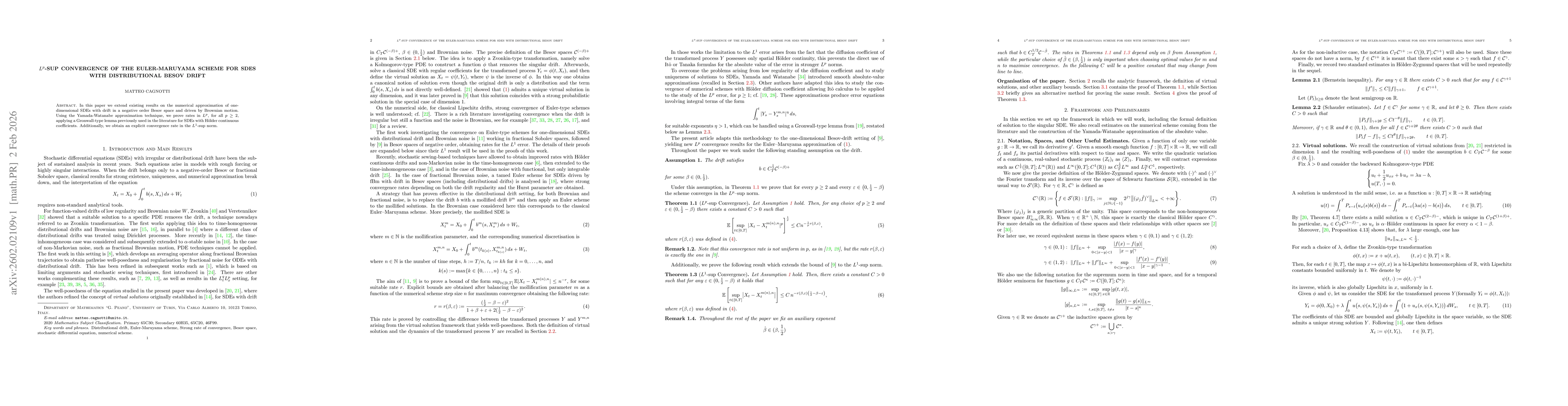 Thumbnail for $L^p$-sup Convergence of the Euler-Maruyama Scheme for SDEs with Distributional Besov Drift