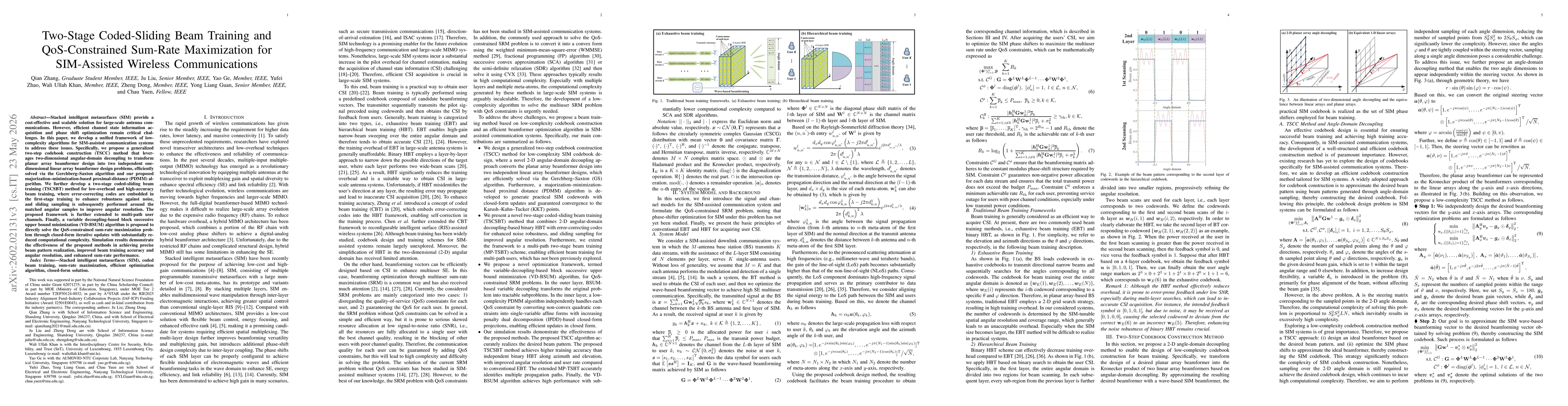 Thumbnail for Two-Stage Coded-Sliding Beam Training and QoS-Constrained Sum-Rate Maximization for SIM-Assisted Wireless Communications