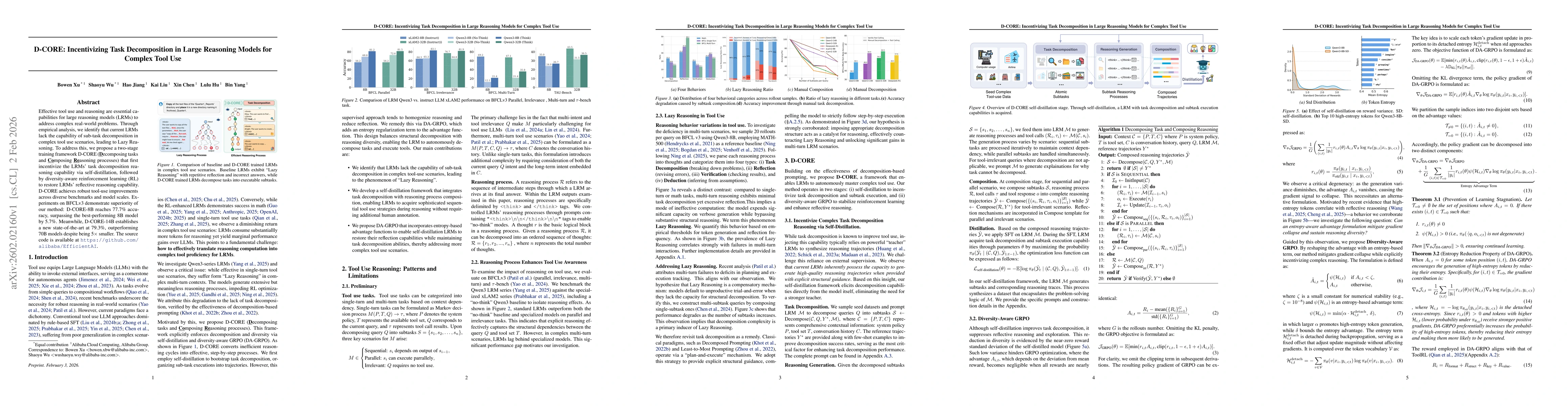 Thumbnail for D-CORE: Incentivizing Task Decomposition in Large Reasoning Models for Complex Tool Use