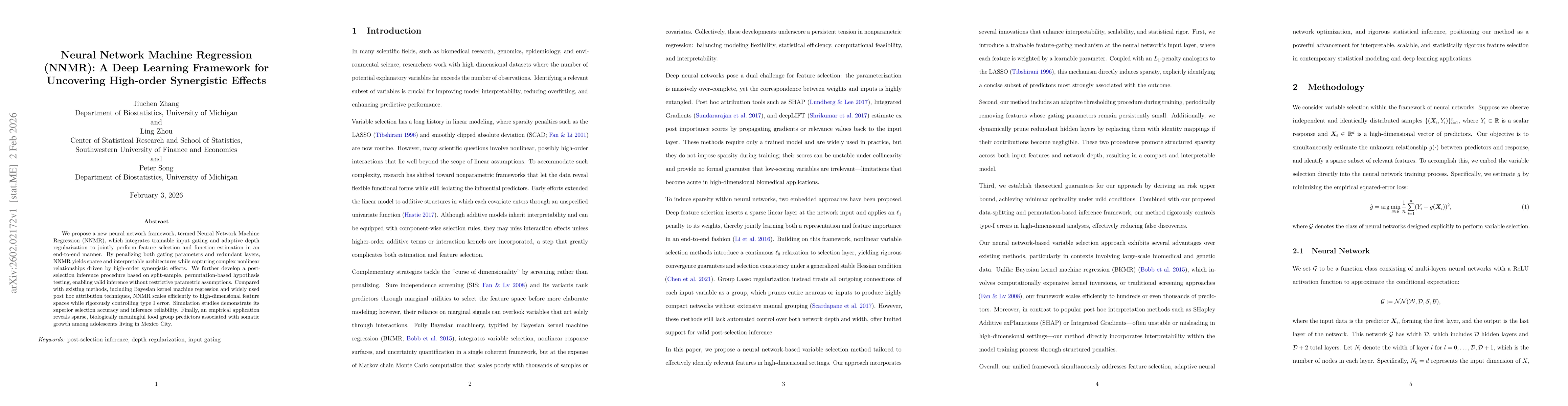 Thumbnail for Neural Network Machine Regression (NNMR): A Deep Learning Framework for Uncovering High-order Synergistic Effects