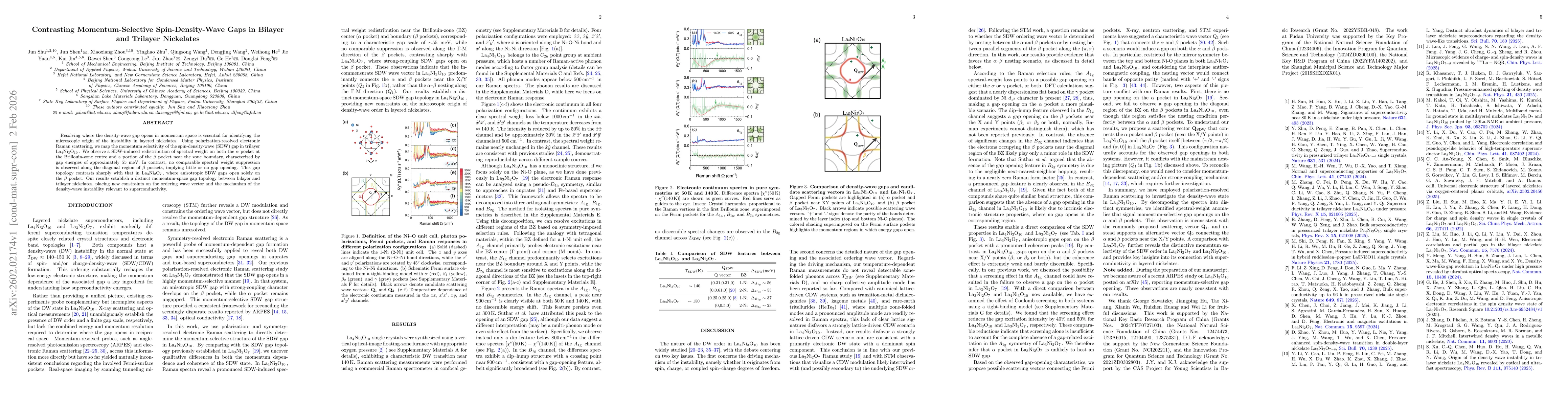 Thumbnail for Contrasting Momentum-Selective Spin-Density-Wave Gaps in Bilayer and Trilayer Nickelates