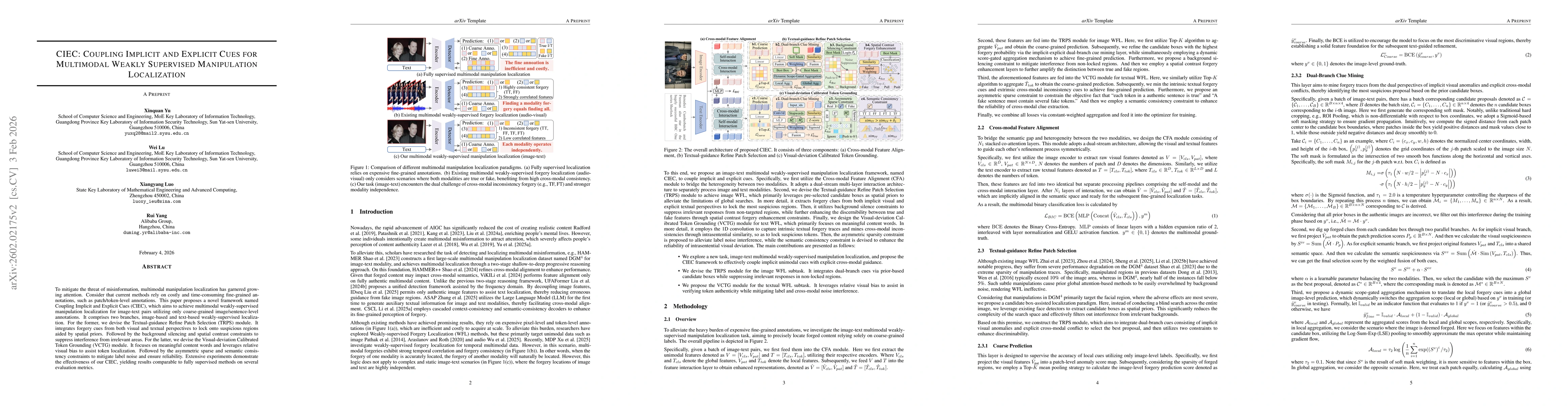 Thumbnail for CIEC: Coupling Implicit and Explicit Cues for Multimodal Weakly Supervised Manipulation Localization