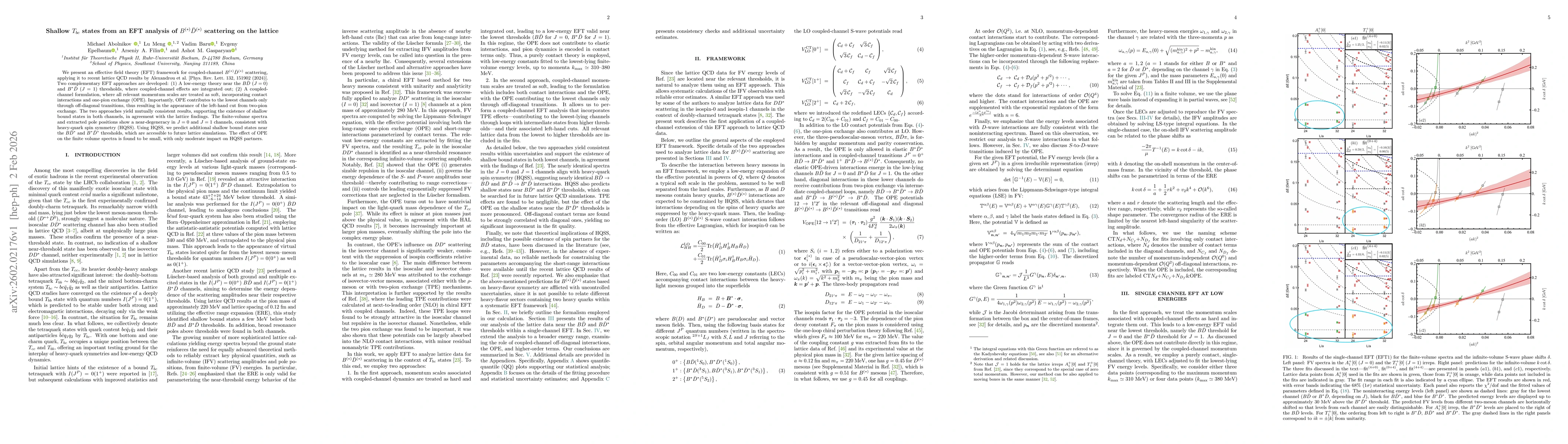 Thumbnail for Shallow $T_{bc}$ states from an EFT analysis of $B^{(*)} \bar D^{(*)}$ scattering on the lattice