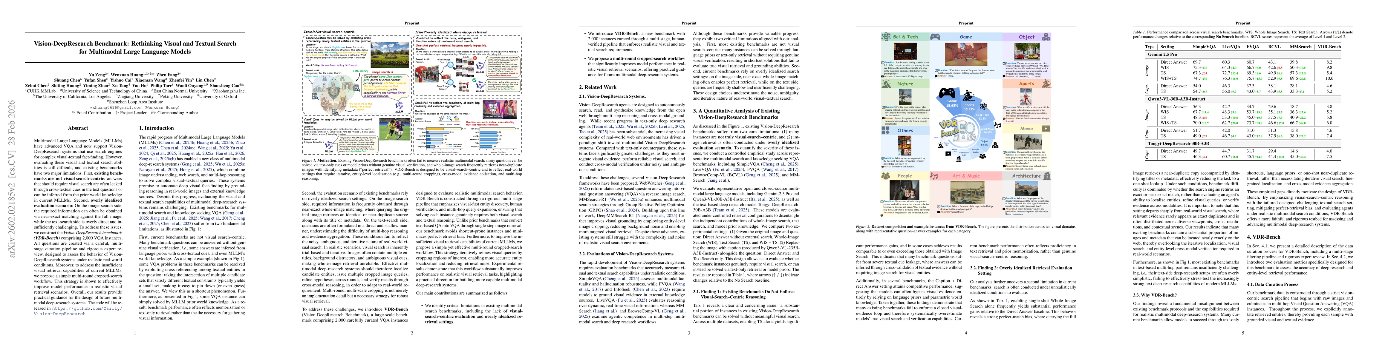Thumbnail for Vision-DeepResearch Benchmark: Rethinking Visual and Textual Search for Multimodal Large Language Models