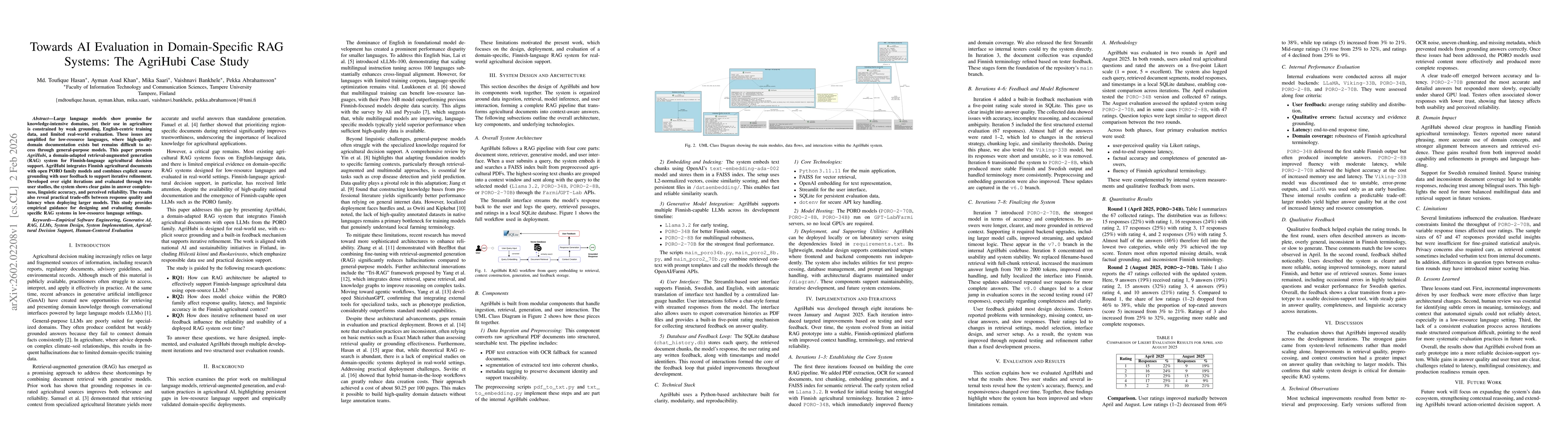 Thumbnail for Towards AI Evaluation in Domain-Specific RAG Systems: The AgriHubi Case Study