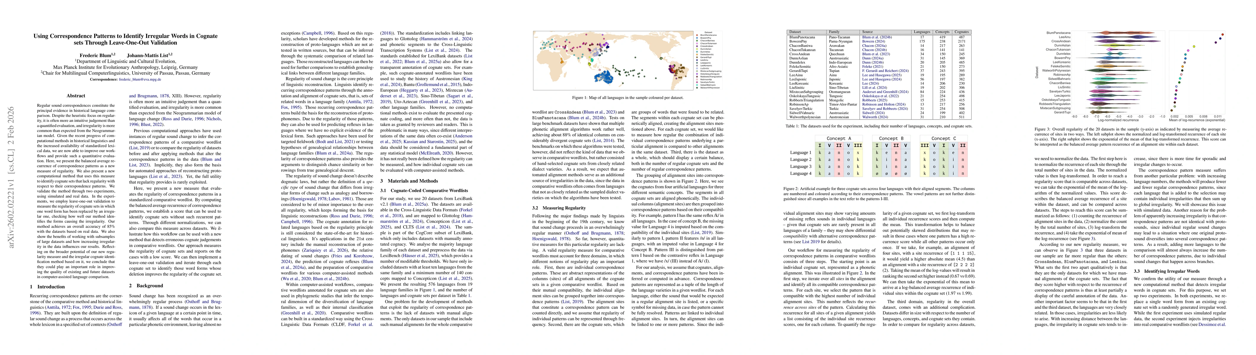 Thumbnail for Using Correspondence Patterns to Identify Irregular Words in Cognate sets Through Leave-One-Out Validation