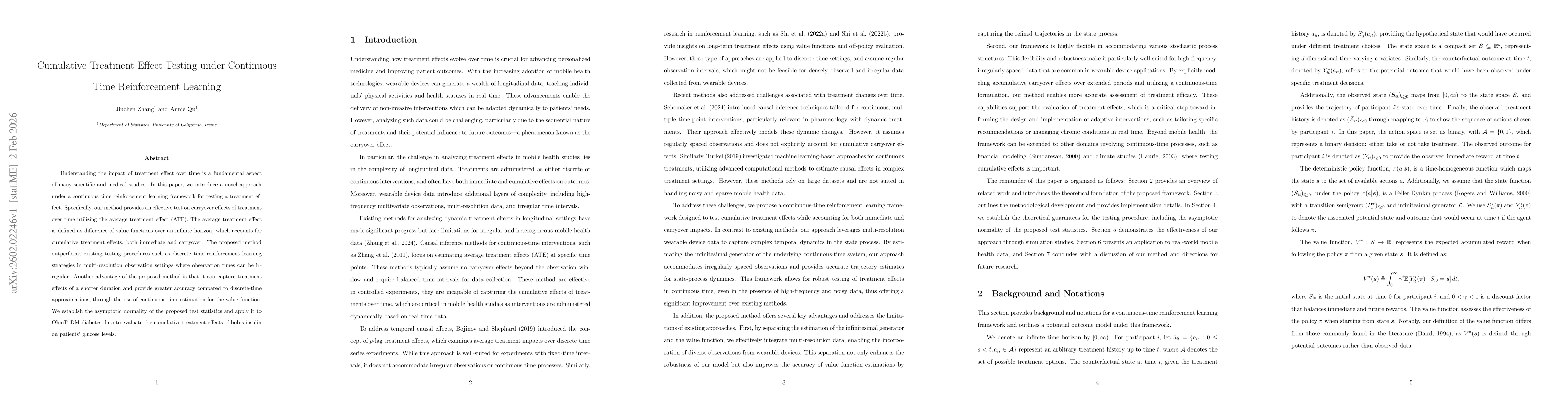 Thumbnail for Cumulative Treatment Effect Testing under Continuous Time Reinforcement Learning