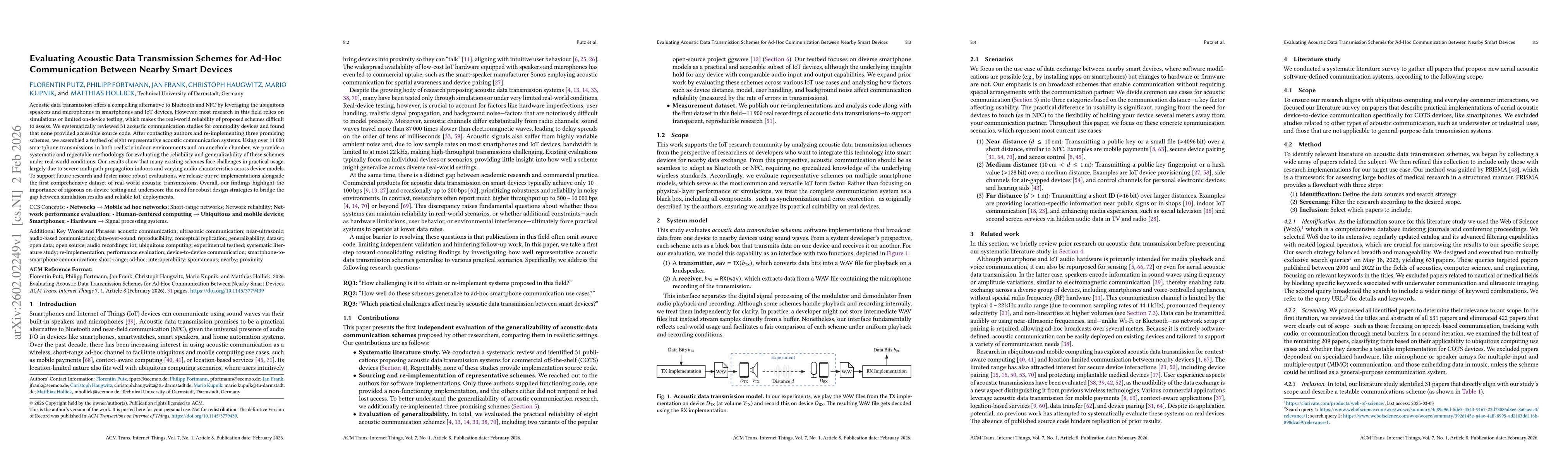 Thumbnail for Evaluating Acoustic Data Transmission Schemes for Ad-Hoc Communication Between Nearby Smart Devices