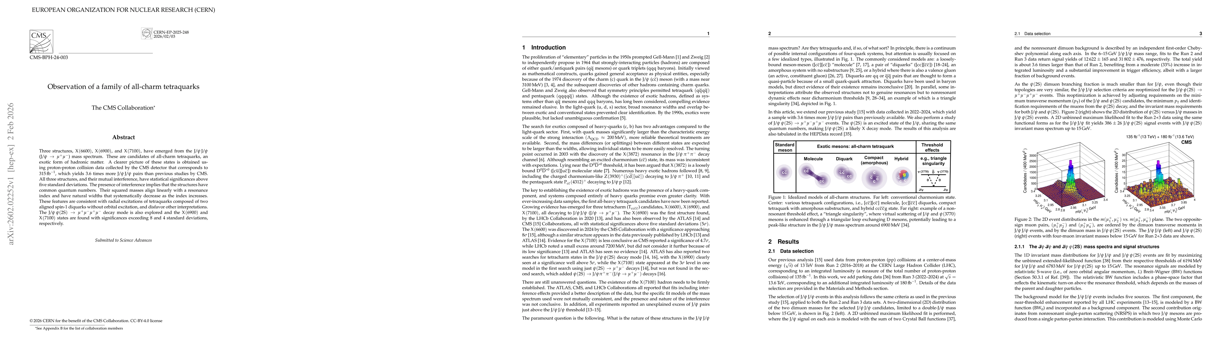 Thumbnail for Observation of a family of all-charm tetraquarks