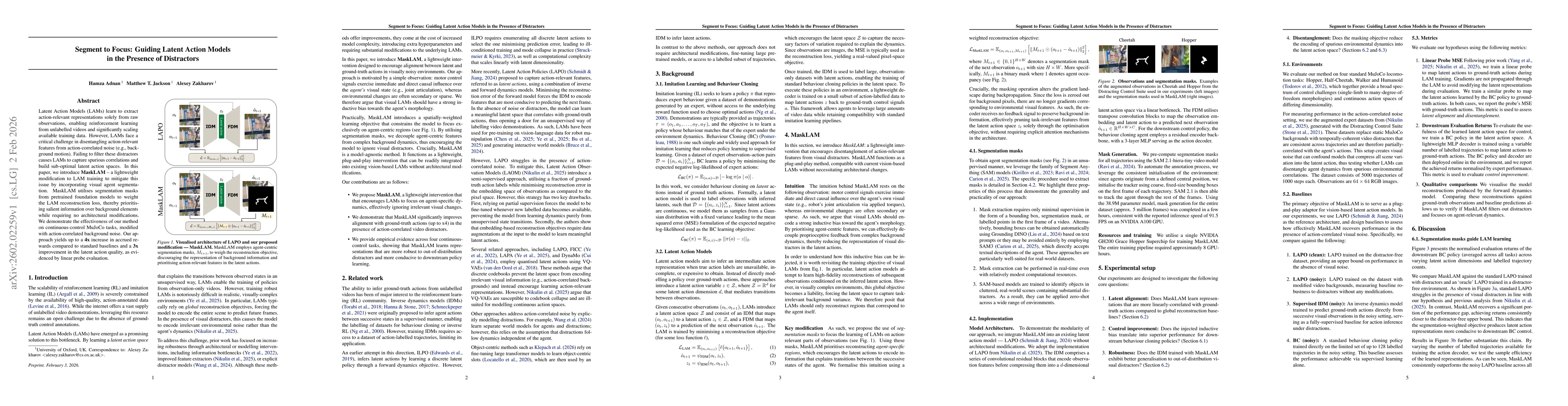 Thumbnail for Segment to Focus: Guiding Latent Action Models in the Presence of Distractors