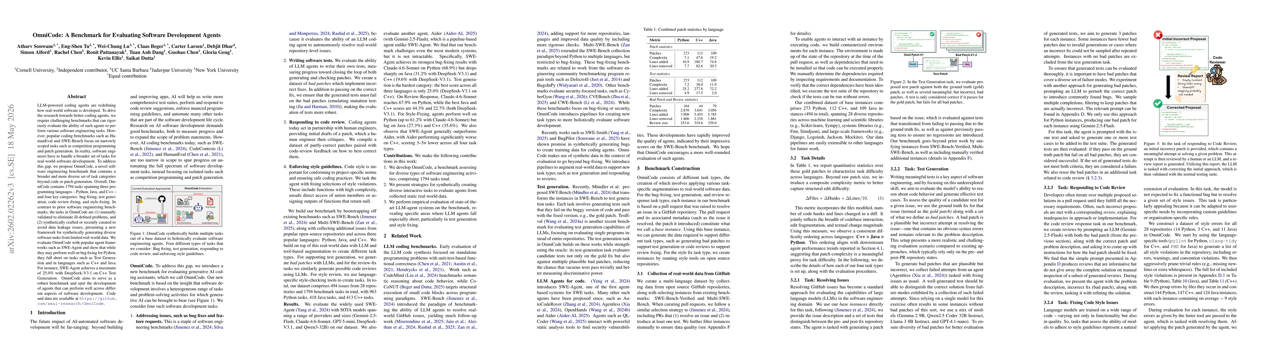 Thumbnail for OmniCode: A Benchmark for Evaluating Software Engineering Agents