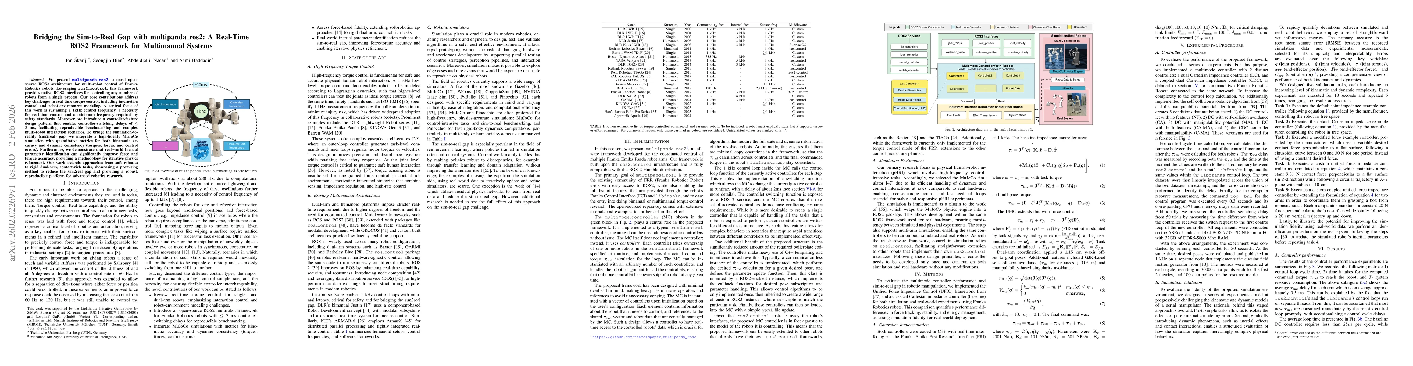 Thumbnail for Bridging the Sim-to-Real Gap with multipanda ros2: A Real-Time ROS2 Framework for Multimanual Systems