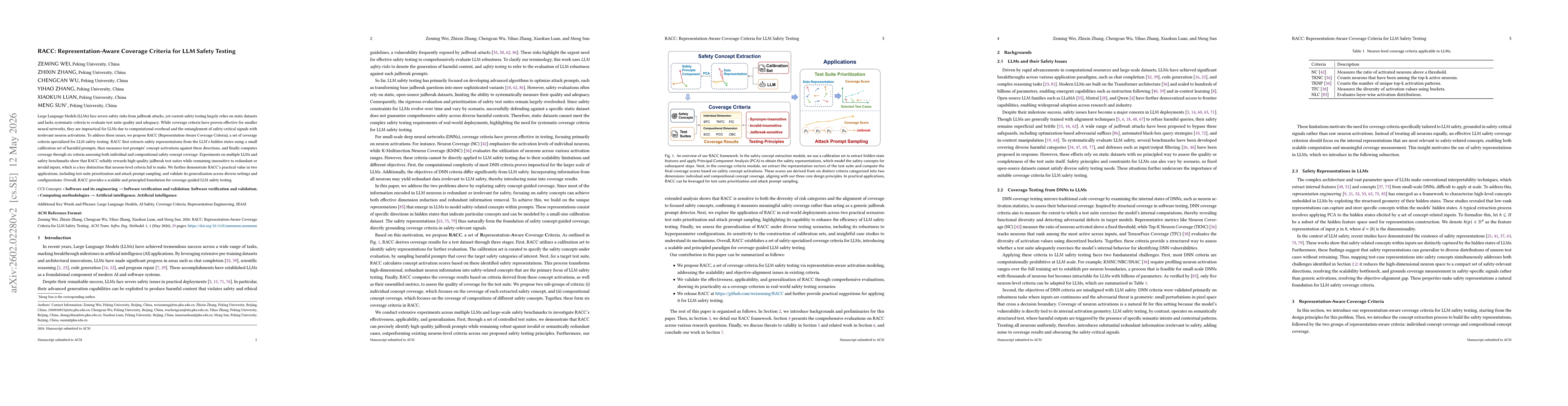 Thumbnail for RACA: Representation-Aware Coverage Criteria for LLM Safety Testing