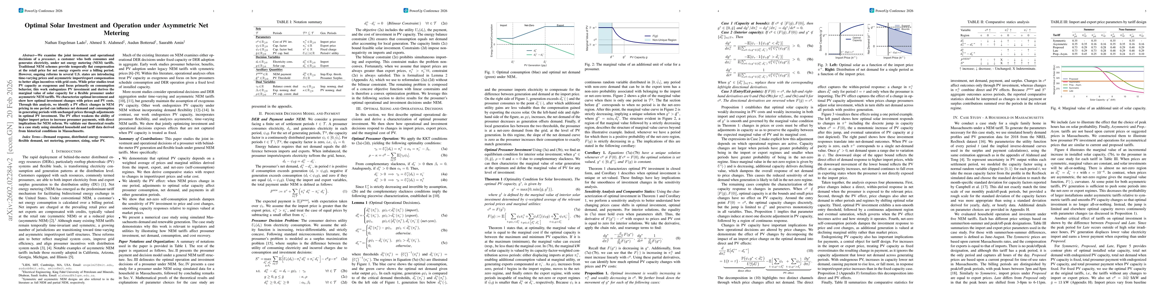 Thumbnail for Optimal Solar Investment and Operation under Asymmetric Net Metering