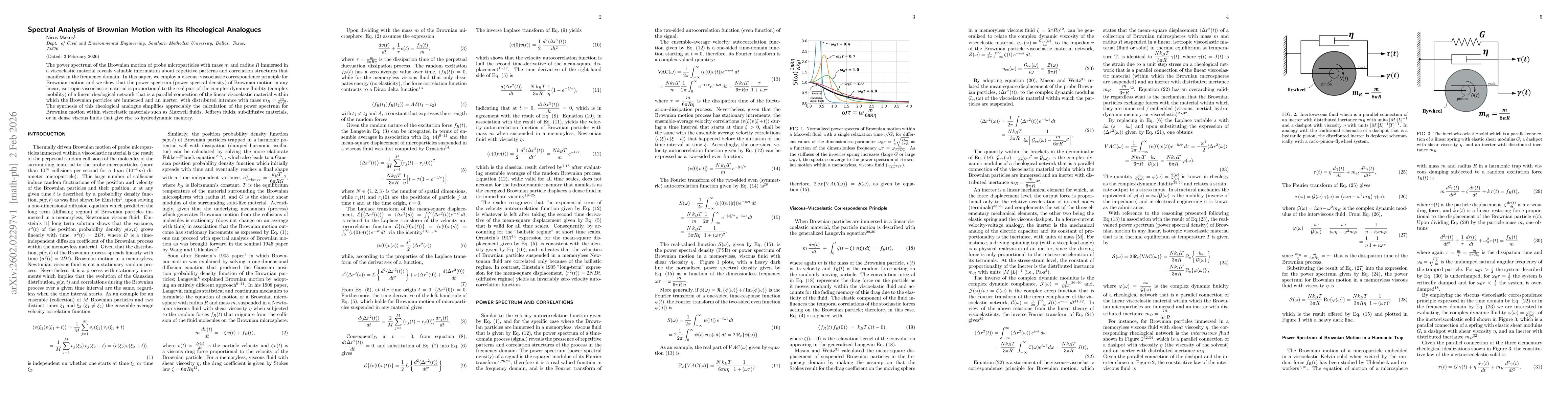 Thumbnail for Spectral Analysis of Brownian Motion with its Rheological Analogues