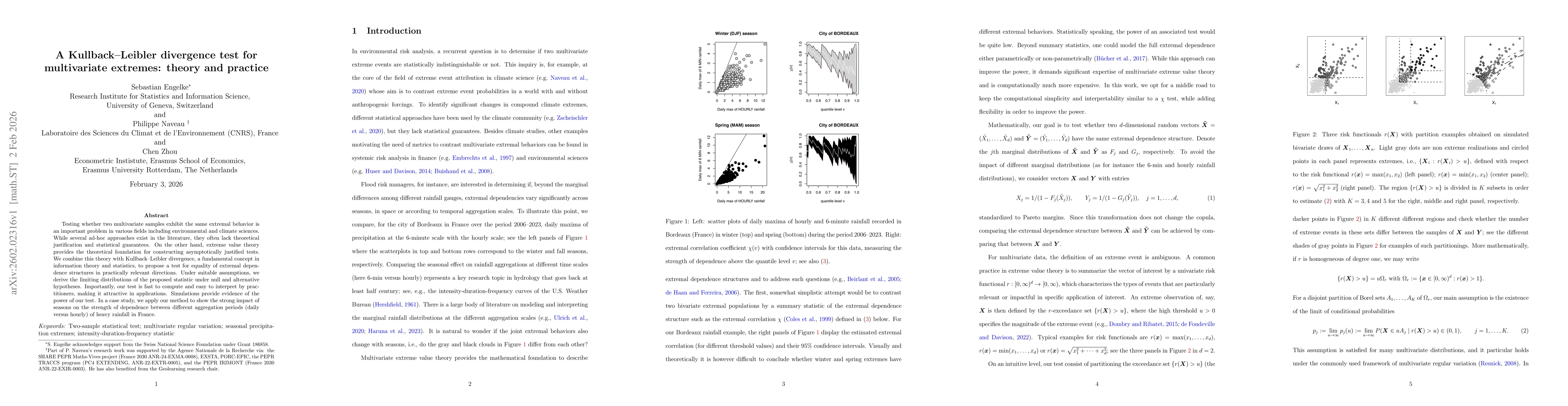 Thumbnail for A Kullback-Leibler divergence test for multivariate extremes: theory and practice