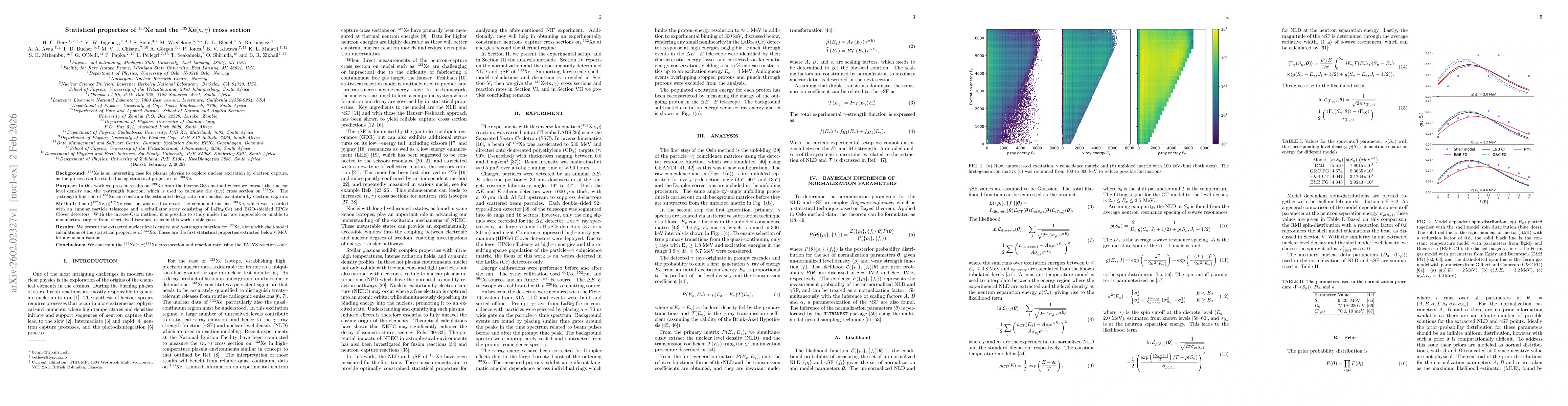 Thumbnail for Statistical properties of $^{133}$Xe and the $^{132}$Xe$(n,γ)$ cross section