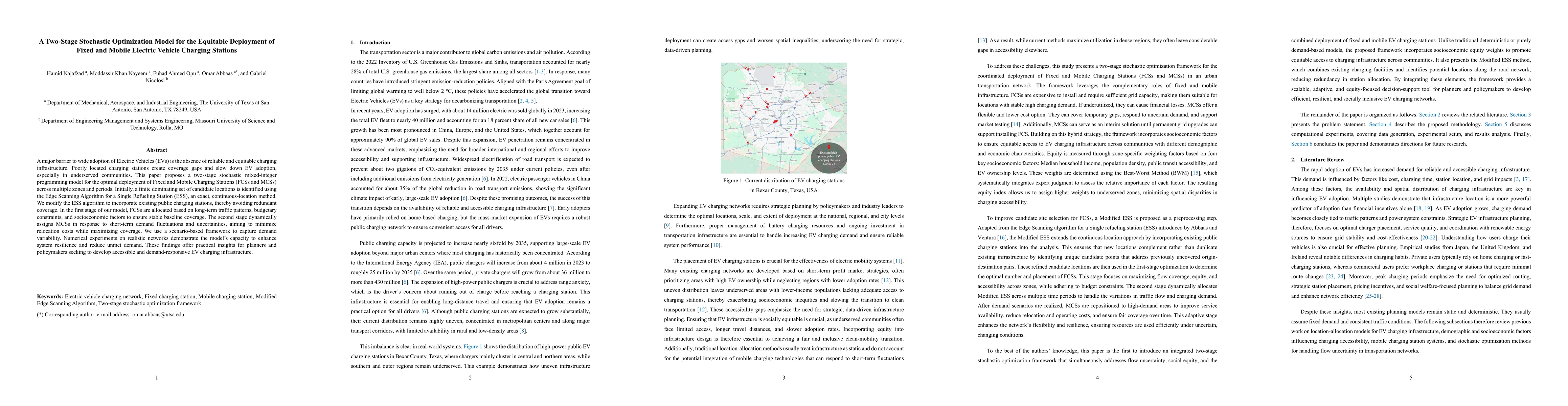 Thumbnail for A Two-Stage Stochastic Optimization Model for the Equitable Deployment of Fixed and Mobile Electric Vehicle Charging Stations