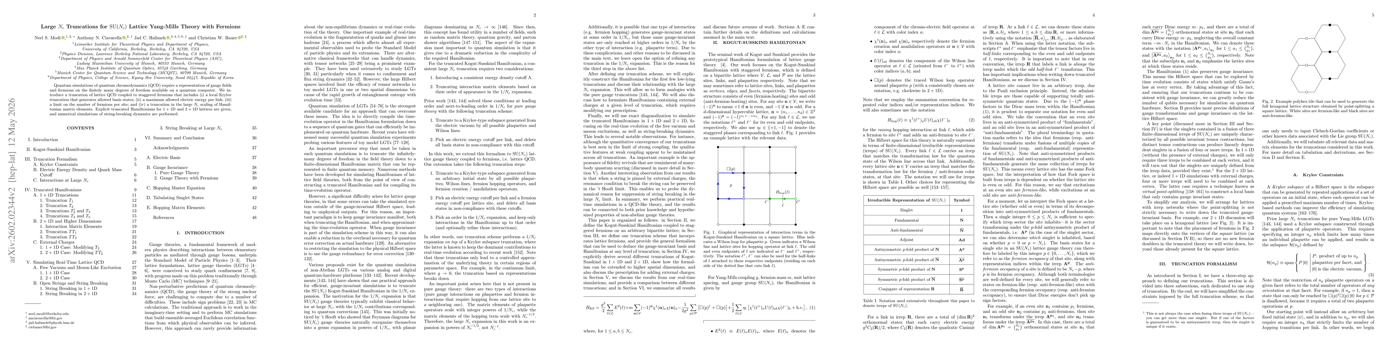 Thumbnail for Large Nc Truncations for SU(Nc) Lattice Yang-Mills Theory with Fermions