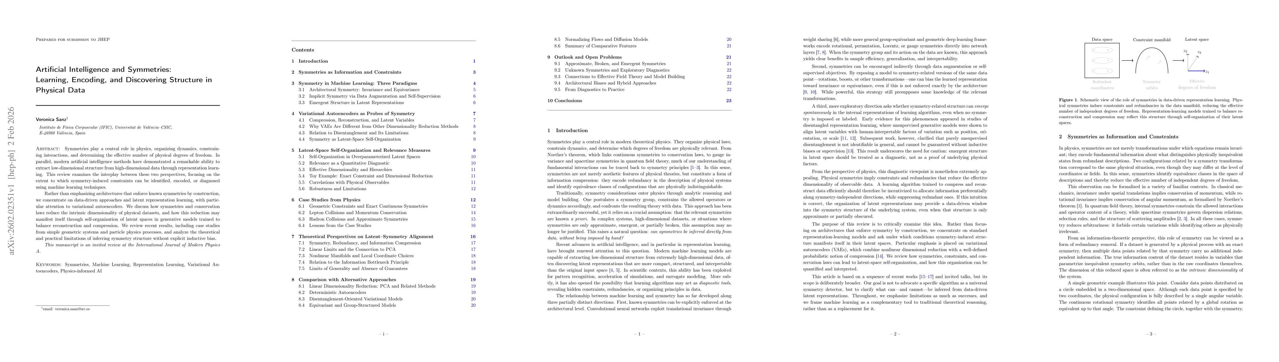Thumbnail for Artificial Intelligence and Symmetries: Learning, Encoding, and Discovering Structure in Physical Data