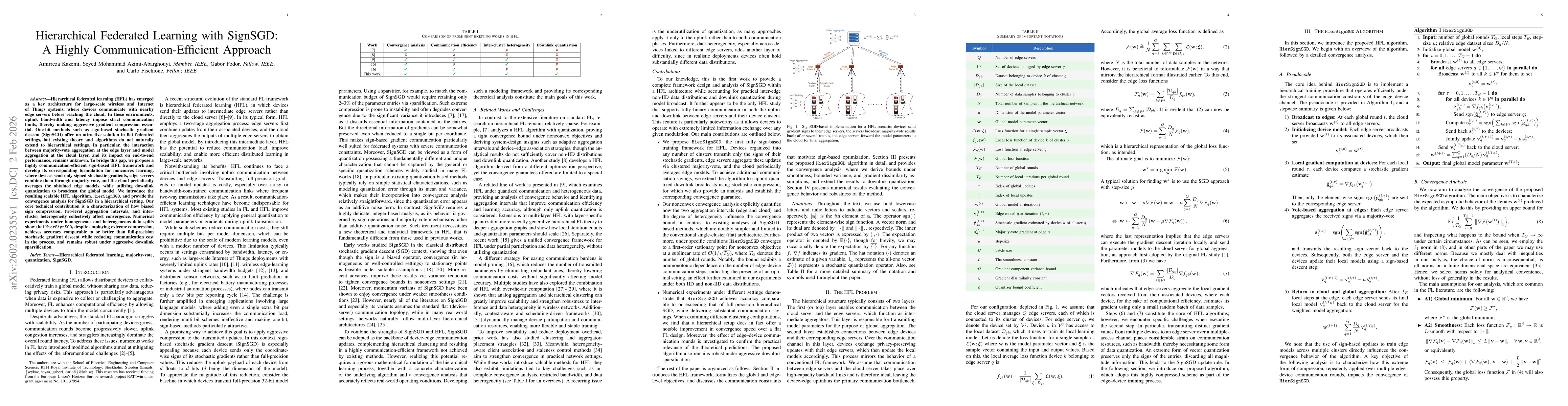 Thumbnail for Hierarchical Federated Learning with SignSGD: A Highly Communication-Efficient Approach