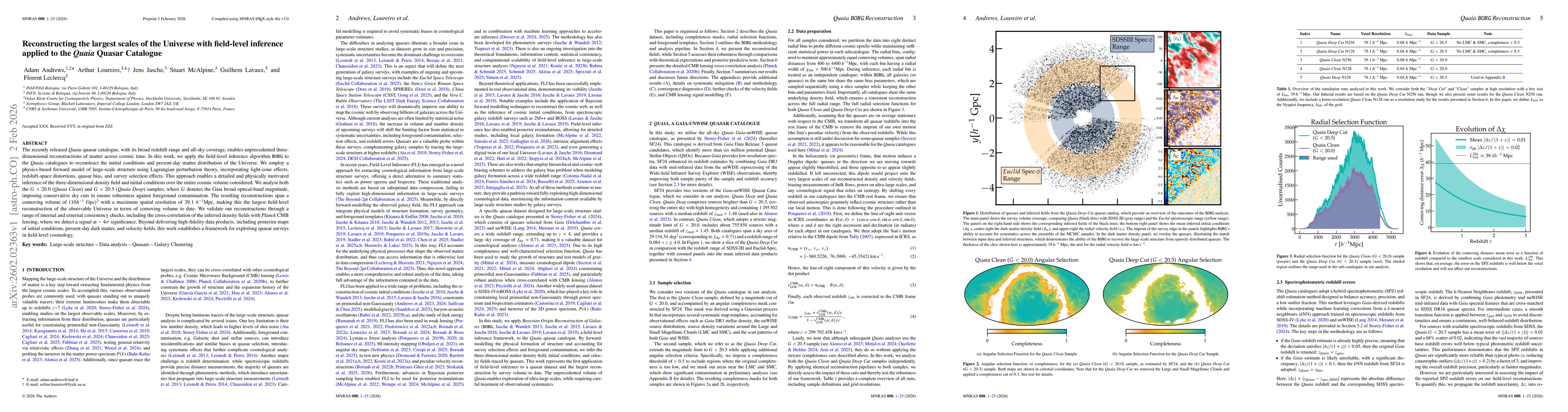 Thumbnail for Reconstructing the largest scales of the Universe with field-level inference applied to the Quaia Quasar Catalogue