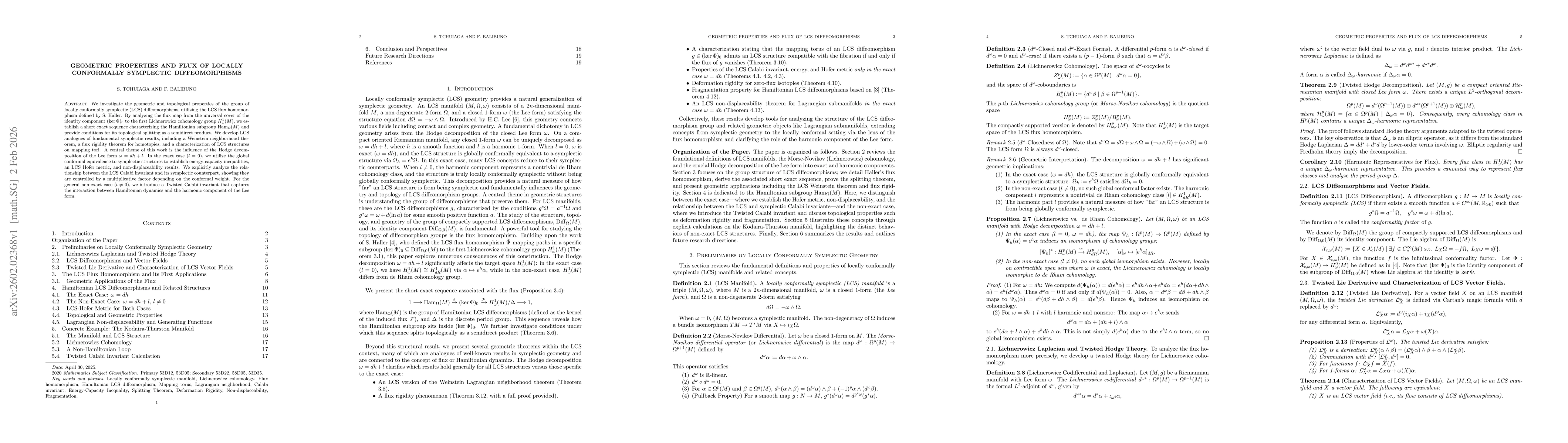Thumbnail for Geometric properties and flux of locally conformally symplectic diffeomorphisms