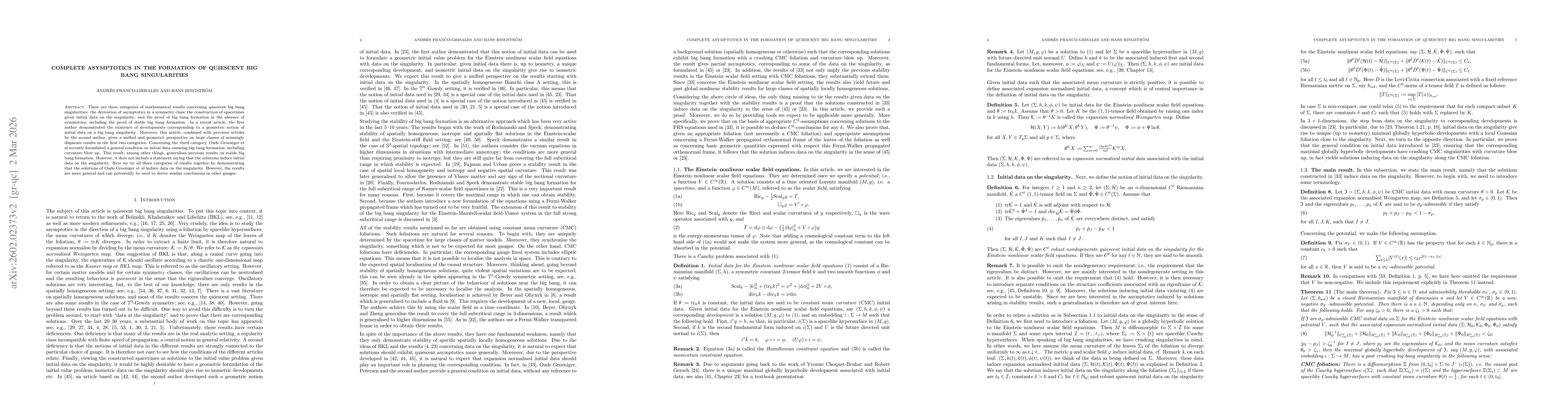 Thumbnail for Complete asymptotics in the formation of quiescent big bang singularities