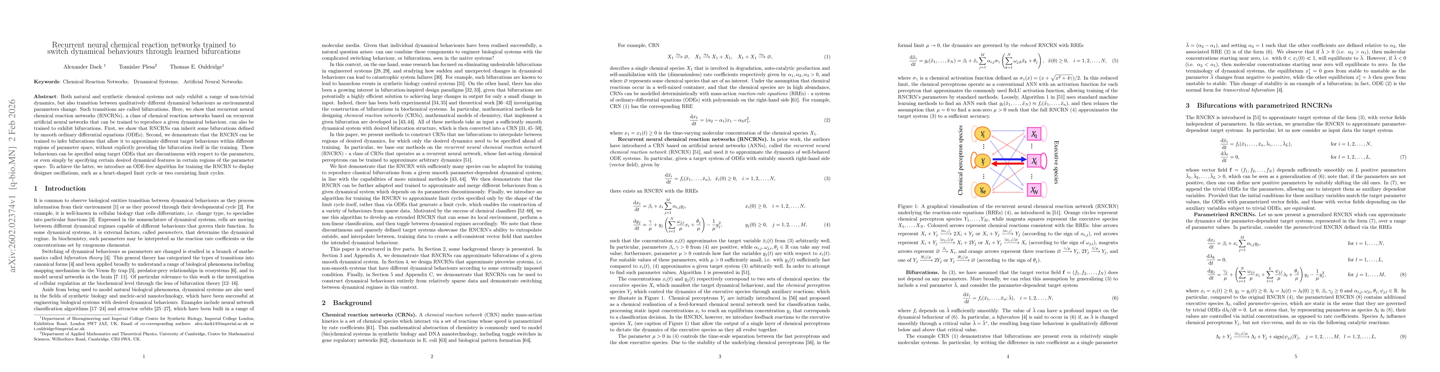 Thumbnail for Recurrent neural chemical reaction networks trained to switch dynamical behaviours through learned bifurcations