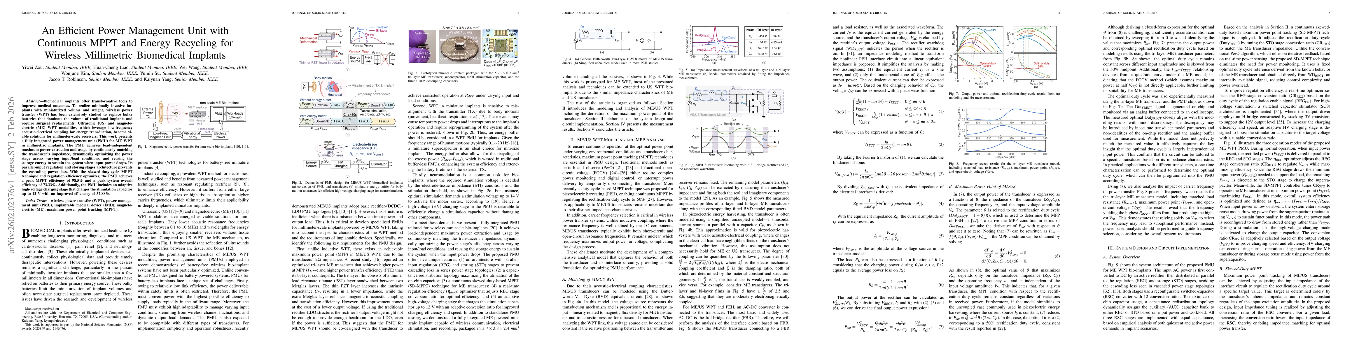 Thumbnail for An Efficient Power Management Unit With Continuous MPPT and Energy Recycling for Wireless Millimetric Biomedical Implants