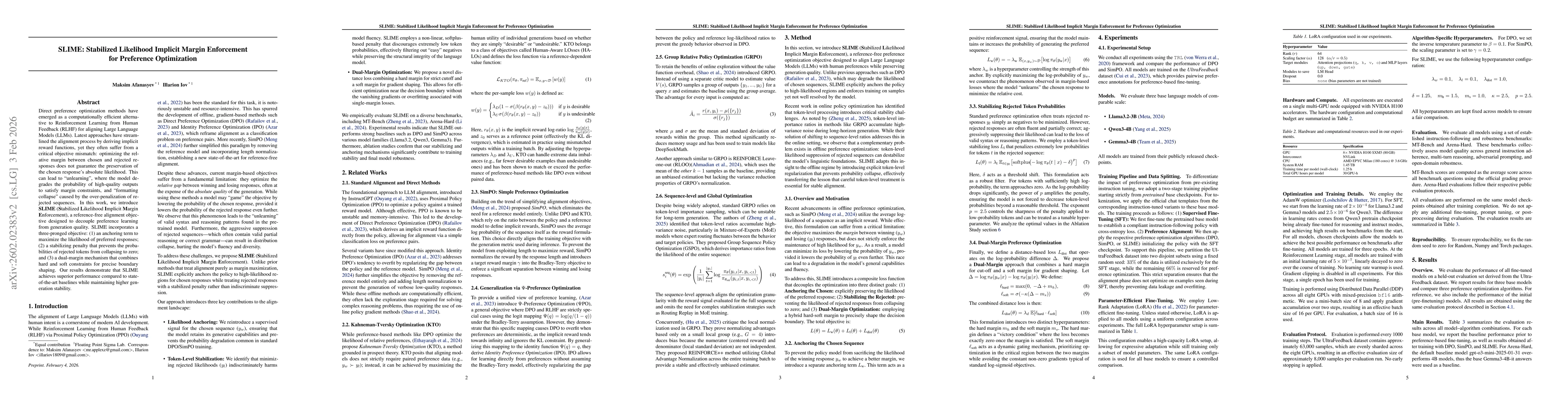 Thumbnail for SLIME: Stabilized Likelihood Implicit Margin Enforcement for Preference Optimization