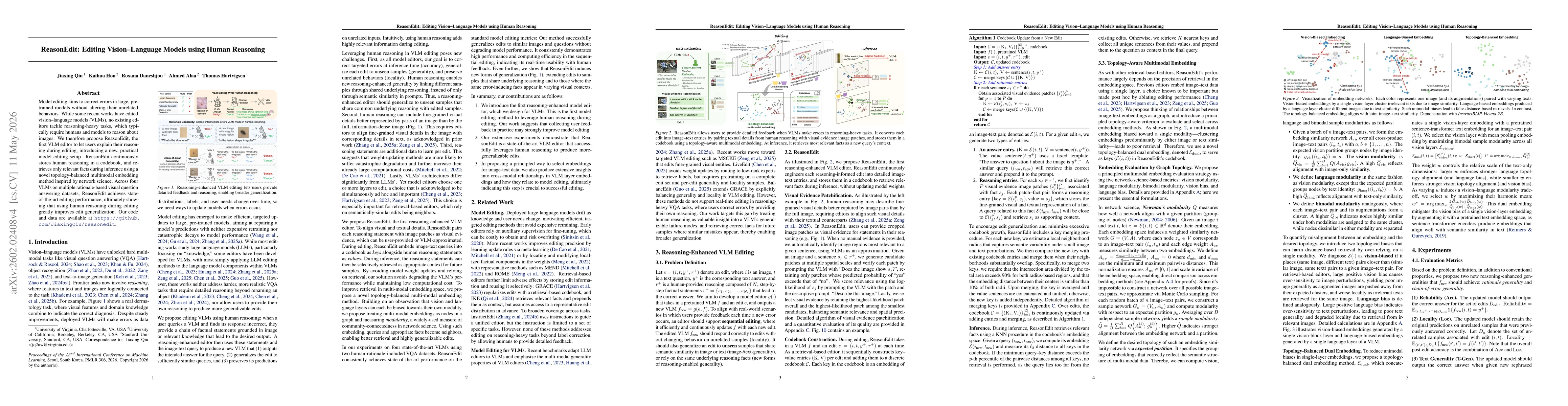 Thumbnail for ReasonEdit: Editing Vision-Language Models using Human Reasoning