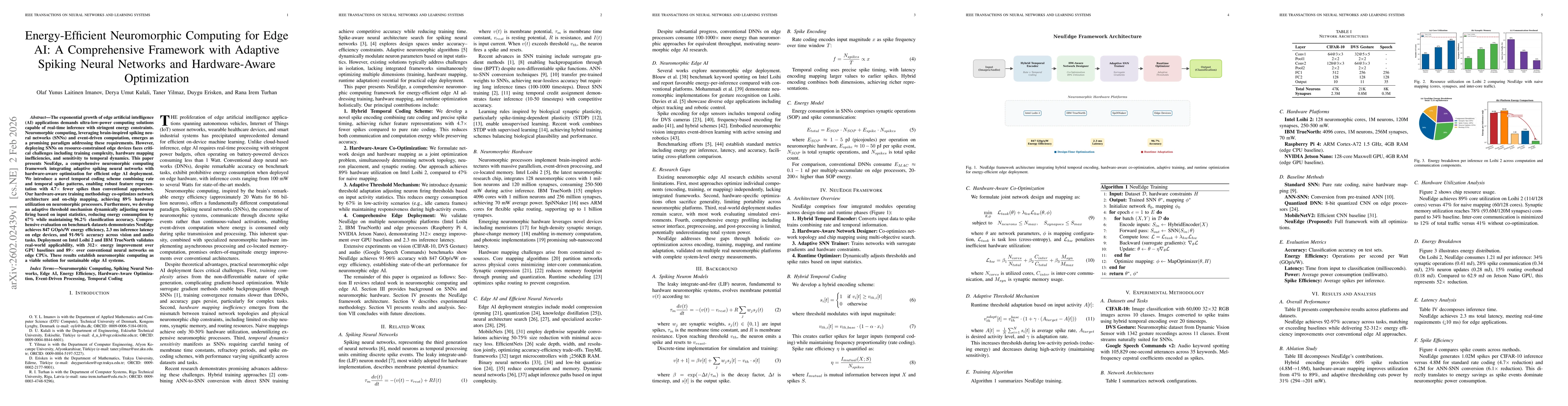Thumbnail for Energy-Efficient Neuromorphic Computing for Edge AI: A Framework with Adaptive Spiking Neural Networks and Hardware-Aware Optimization