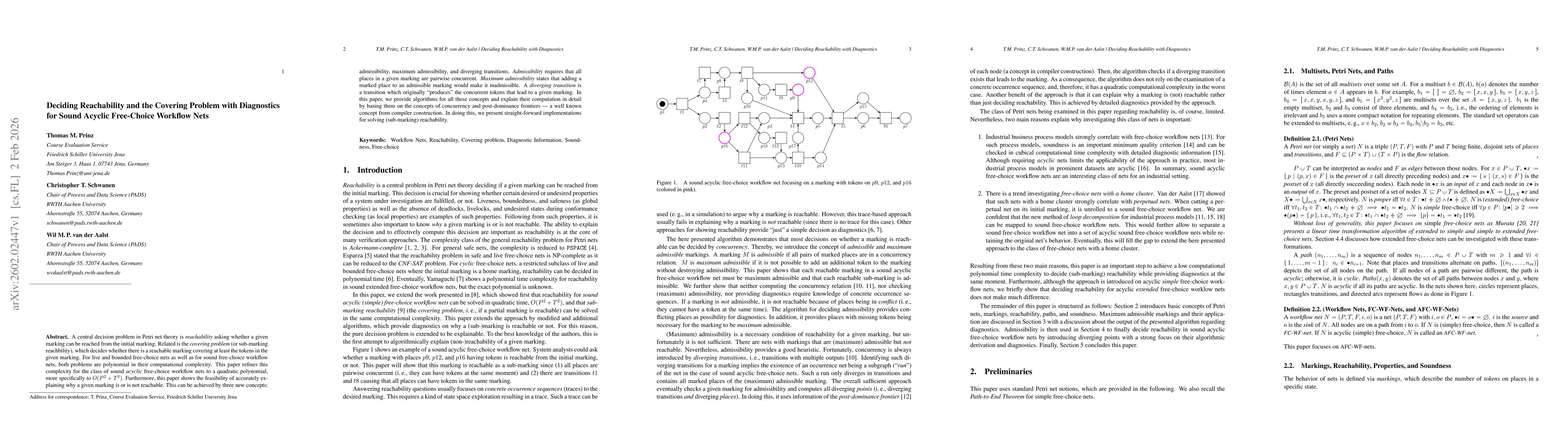 Thumbnail for Deciding Reachability and the Covering Problem with Diagnostics for Sound Acyclic Free-Choice Workflow Nets