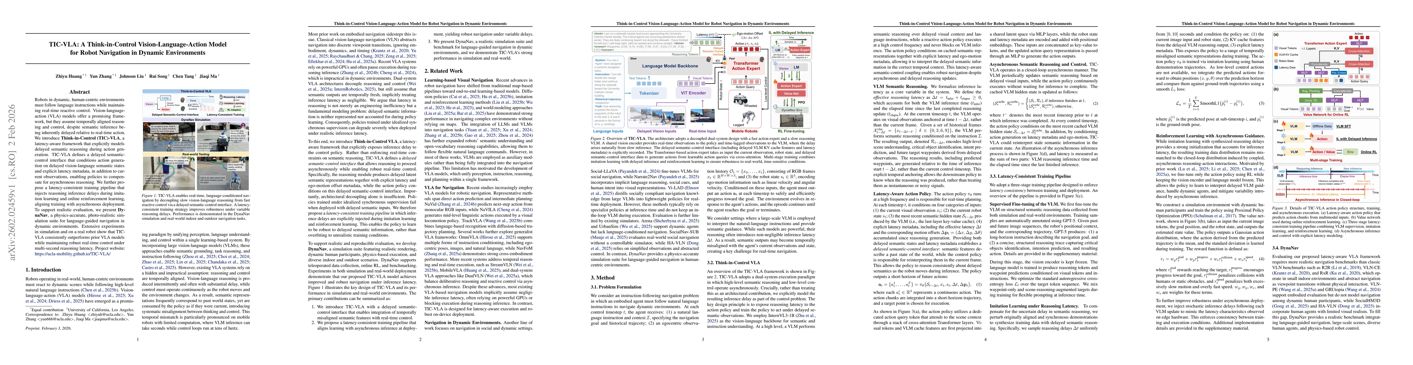 Thumbnail for TIC-VLA: A Think-in-Control Vision-Language-Action Model for Robot Navigation in Dynamic Environments